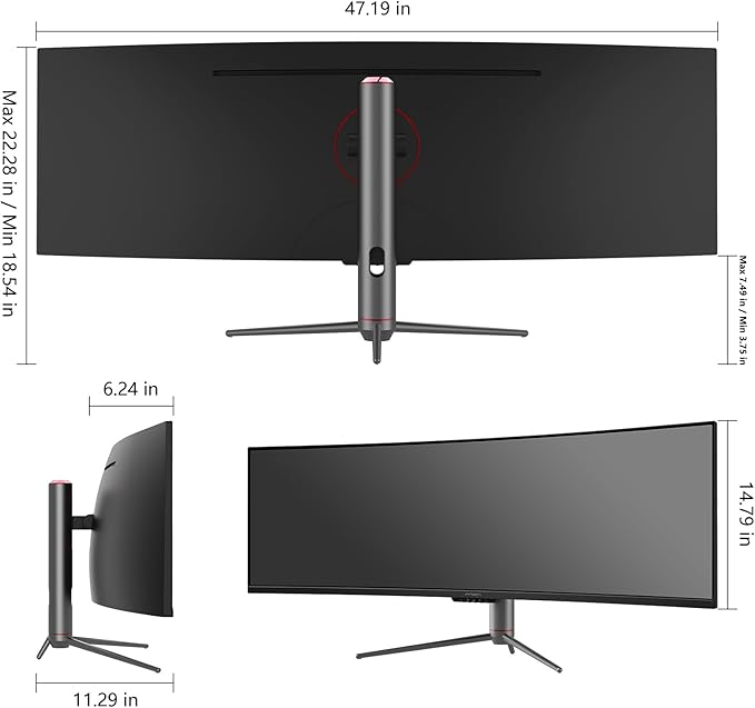 INNOCN 49" Ultrawide Monitor Curved Gaming 5K2K 5120 x 1440P 240Hz Monitor, R1800, 99% sRGB, HDR400, USB Type C, DisplayPort, HDMI, Built-in Speakers, Height/Tilt Adjustable - 49C1S