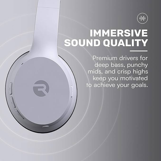 Raycon Fitness Headphones - Wireless Over-Ear-Headphones with 45 Hours of Battery, Active Noise Cancellation, Awareness Mode, 3 Quick Swap Ear Cushions, IPX4 Water Resistance (Black)