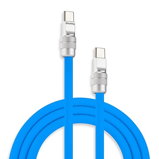 chubbycable Chubby 2.0 Fast Charging Cable Durable Soft Silicone USB C Cable 240W Extra Thick Charger Cord Compatible with iPhone 17-15 Series iPad, Blue, Type-C to Type-C, 16.4 FT
