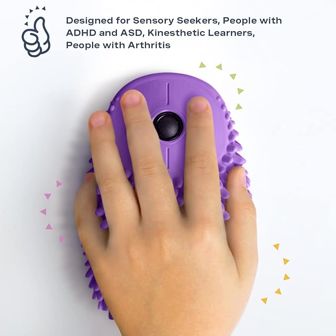 HedgeHog Health Hoglet Wireless Computer Mouse – Cute, Functional, and Tactile Fidget Tool. Combines Stress Relief with Comfort and Style, Perfect for Enhancing Focus and Productivity (Purple)