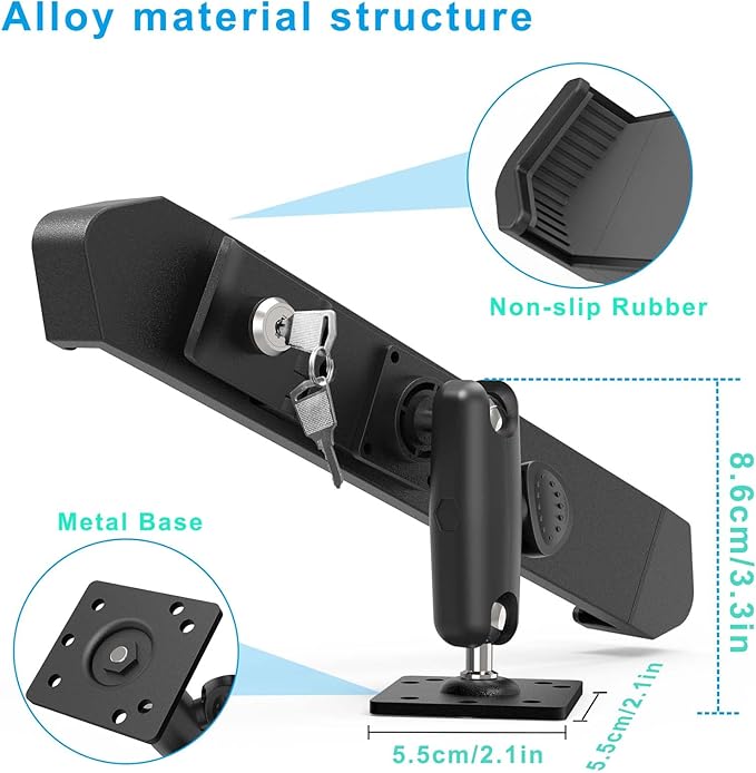 Tablet Wall Mount Lock Holder for 7-11" iPad, Metal Anti Theft Tablet Kiosk Mount with Secure Lockable for Conference Room, Desktop, Under Counter, Cabinet, Gym - Fits iPad, Galaxy Tab Series