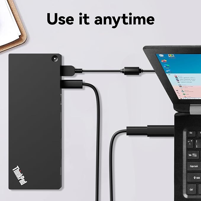 ThinkPad 40AF0135 Universal Hybrid USB-C with USB-A Adapter Docking Station for Lenovo Laptops, Dual Monitor, Comes with ITSPWR HDMI 4K Cable + DP Cable+ Cleaning Cloth