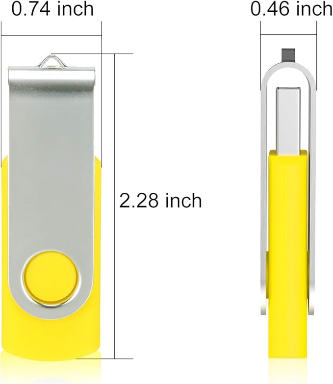 10pcs 32GB USB Flash Drives, Alihelan USB 2.0 Thumb Drive Pen Drive Bulk Swivel Memory Stick 32 GB Fold Storage Jump Drive Zip Drive, 10 Pack Yellow