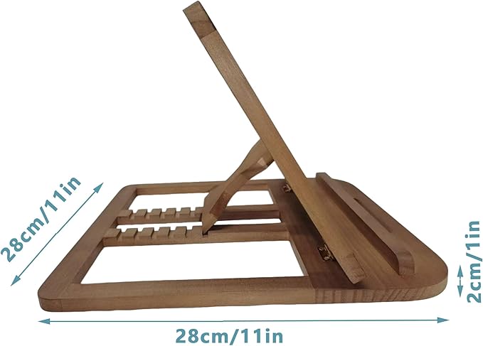 Wooden Laptop Stand for Desk & Wood - Style Laptop Stand, Foldable and Adjustable Ergonomic Notebook, Book, Phone & Tablet Stand, 6 - Gear Angle Adjustment, Cooling for 10-15.6 Inch