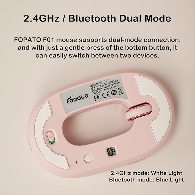 Travel Mouse Dual Mode Wireless Charging Mouse,Macaron Color Scheme Sweet Donut Bluetooth Computer Mice,Silent and Lightweight,1200 DPI Optical Tracking,Compatible with PC, Mac,Laptop(Pink)