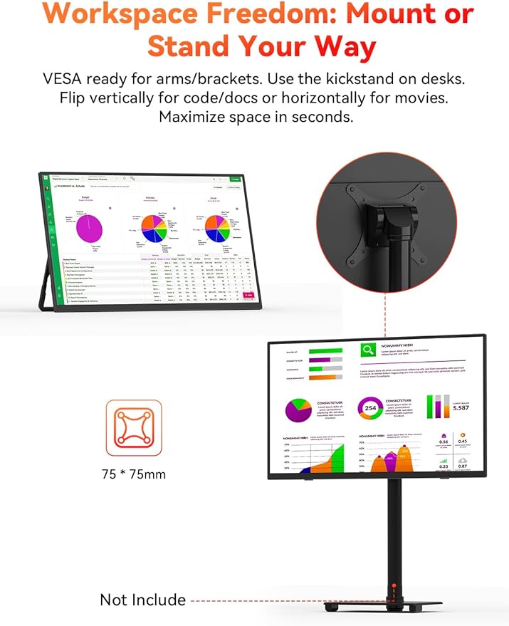 Wireless Portable Monitor Battery-Powered, Support AirPlay Miracast, 15.6" 1080P IPS Monitor USB-C HDMI External Display, 2nd Screen for Laptop MacBook PC Phone Tablet, w/Built-in Battery(4- 5H)