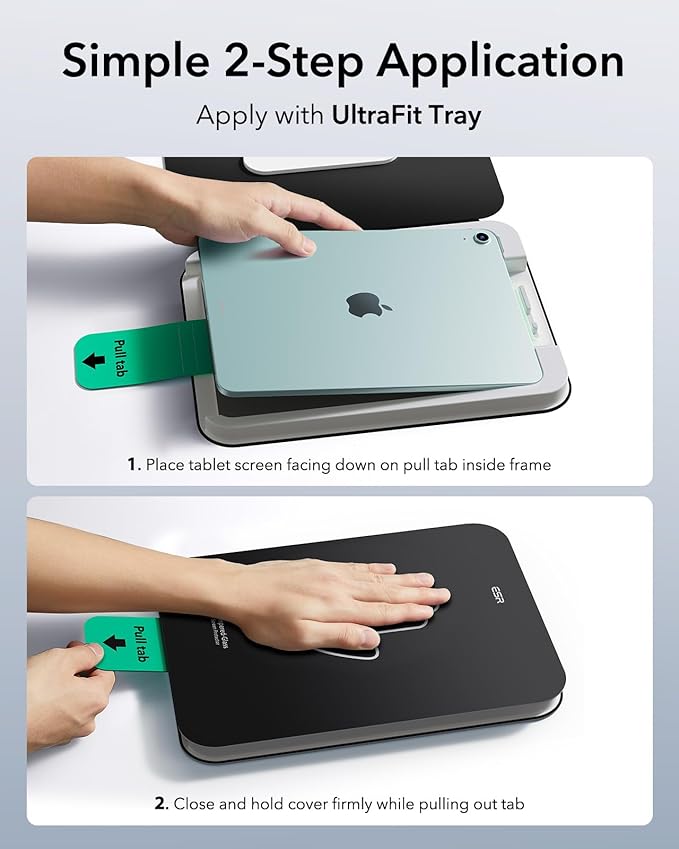 ESR 2 Pack Screen Protector for iPad Air 11 Inch M3/M2 2025/2024 (7th/6th Generation), 9H Tempered Glass Film with UltraFit Tray, Apple Pencil Support, Scratch Resistant, HD Clarity, Bubble Free