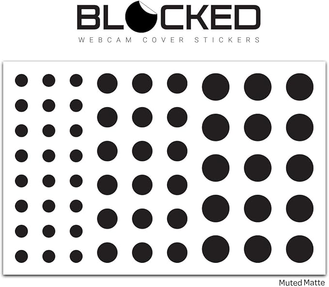 BLOCKED Stackable Webcam/Camera Vinyl Covers | 57 Low-Tack Restickable Webcam Sticker | 3-Sizes | Black 57-Pack (Muted Matte)