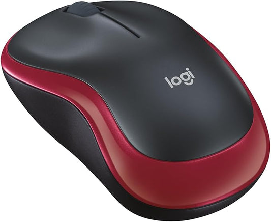 Logitech M185 Wireless Mouse, 2.4GHz with USB Mini Receiver, 12-Month Battery Life, 1000 DPI Optical Tracking, Ambidextrous, Compatible with PC, Mac, Laptop - Red