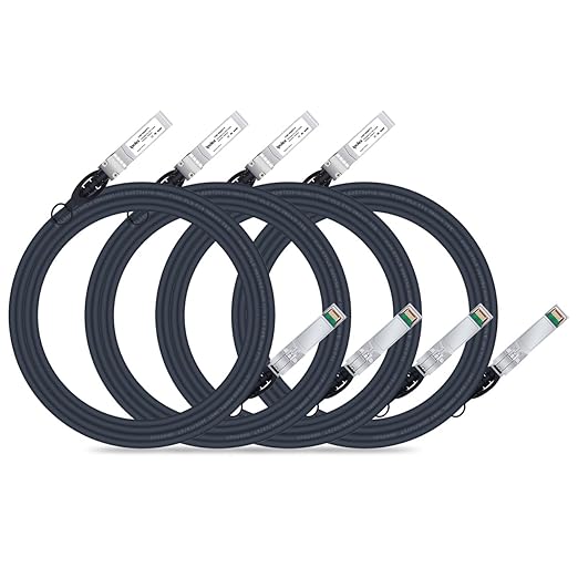 ipolex 10G SFP+ Twinax Cable, Direct Attach Copper(DAC) Passive Cable, 3m (9.84ft), for Cisco SFP-H10GB-CU3M, Meraki, Ubiquiti, Mikrotik, Intel, Fortinet, Netgear, D-Link, Supermicro, TP-Link, 4 Pack