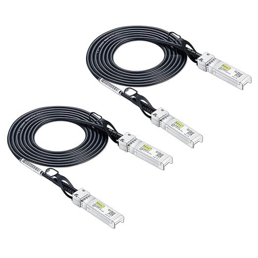 10Gtek SFP+ DAC Twinax Cable - 10GBASE-CU Passive Direct Attach Copper SFP Cable for Cisco SFP-H10GB-CU2M, Ubiquiti UniFi UC-DAC-SFP+, Meraki, Fortinet, D-Link, 2-Meter(6.6ft), 2-Pack