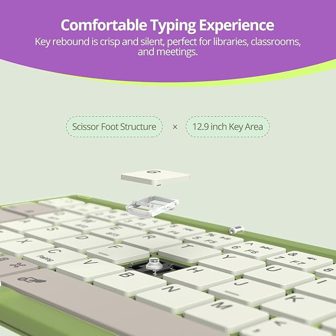 Nillkin Pocket Foldable Keyboard with Touchpad & Wireless Bluetooth, Portable Travel Keyboard for Home or Mobile Office Replaces Keypads and Mouse Combo, Compatible with iPad, Laptop, Tablet - Green