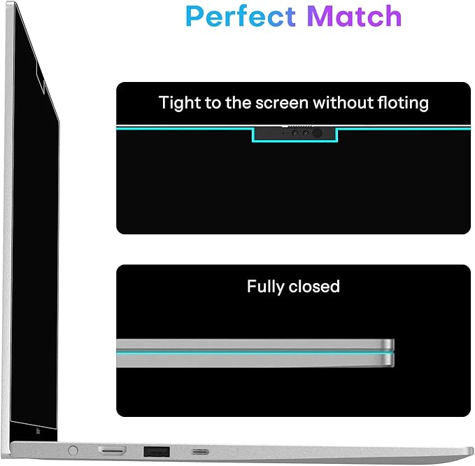 OMOTON Magnetic Laptop Privacy Screen 13.3 Inch 16:9, Anti-Spy Filter, Matte Anti Glare Blue Light Protector, Easy Install & Remove