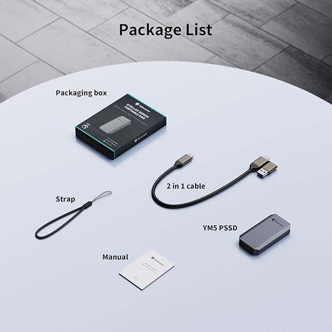 Yottamaster 512GB External SSD, Up to 460MB/s 2 in 1 USB C Cable & Lanyard Portable Solid State Drives, Supports 4K ProRes HDR Compatible with iPhone 17 Pro Max, Smartphone, Tablet, Laptop