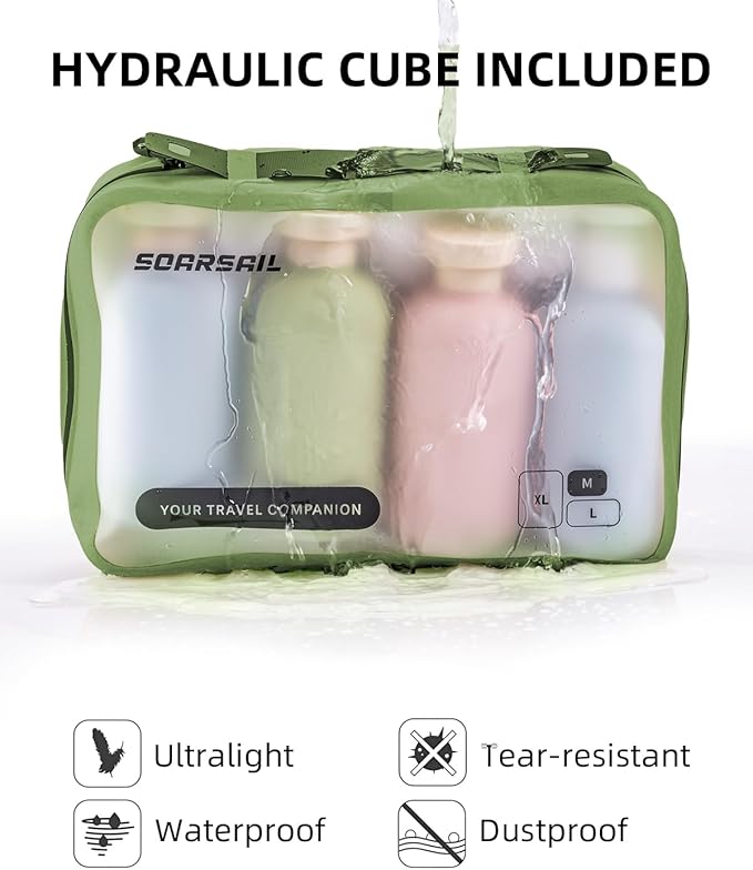 6 Set Compression Packing Cubes for Travel, Large Medium Small Luggage Organizers (Forest Green)