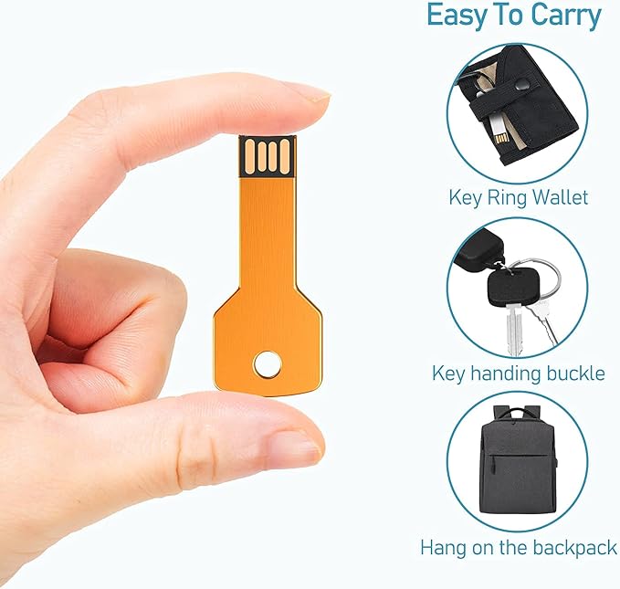 KOOTION 64GB USB Key Flash Drive 3 Pack Metal Shaped Memory Stick (3 Colors: Blue Silver Gold)