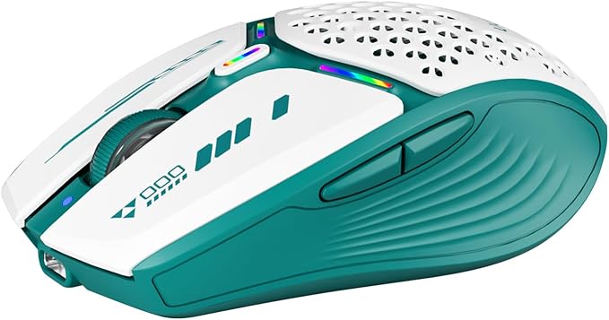 Uciefy Bluetooth Wireless Mouse, (BT5.0/5.1+2.4GHz) USB C Rechargeable LED Mouse Battery Level Visible, Honeycomb Magnetic Shell Cover with USB Receiver & Type-C Adapter for Laptop/PC/Mac/iPad - Green