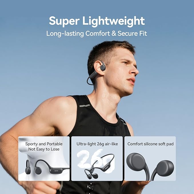 NANK Runner4 Swimming Headphones, IP68 Bone Conduction Headphones & 16GB MP3 Player Bluetooth 5.4 Wireless Open Ear Bone Conduction Underwater Sport Earbuds for Swimming Running Cycling Fitness