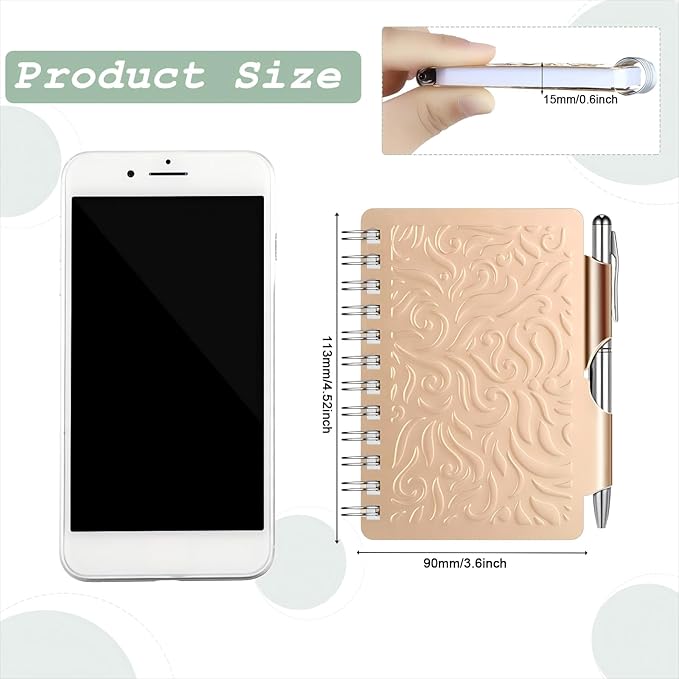 Zonon 2 Pcs Mini Password Book with Alphabetical Tabs Metal Password Keeper Book Portable Organizer Elegant Mandala Pattern Notebook with Pen, Spiral Bound for Information(Rose Gold, Light Pink)