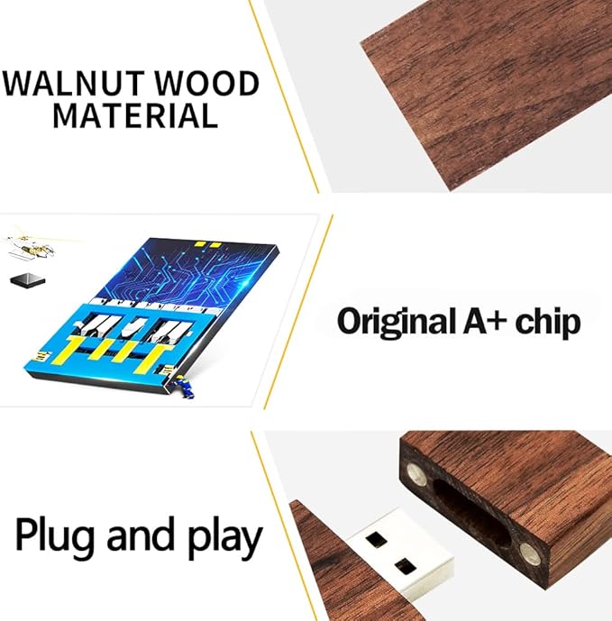 EASTBULL 50-Pack of 16GB Bulk Flash Drives, Wooden USB Flash Drives Walnut Wood Thumb Drive USB 2.0 Memory Stick for Data Storage (16GB, 50 Units)