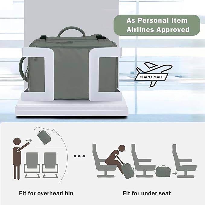 Hanples Extra Large Travel Backpack for Women as Person Item Flight Approved, 40L Carry On Backpack, 17 Inch Laptop Waterproof Hiking Casual Bag(Olive Green)