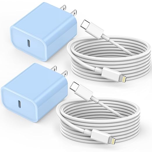 Fast iPhone 14 Charger, 2Pack Long Fast Charger PD Type C iPhone Charge Fast Charging Plug Power Adapter 6FT Quick USB C to Lightning Cable Charging for iPhone 14/13/12/11/Pro Max/Mini/XR- Blue