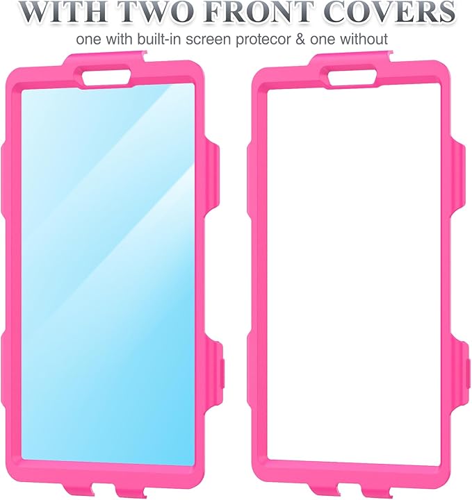 SEYMAC stock Case for Samsung Galaxy Tab A9 8.7'', Full-Body Drop Protection Case with Screen Protector Pencil Holder [360° Rotating Hand Strap] &Stand, Pink+Black