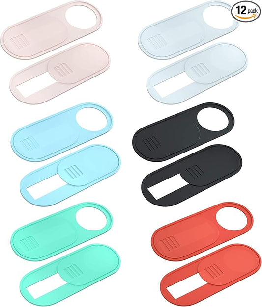 Camera Cover Slide, Ultra-Thin Laptop Accessories, Laptop Camera Cover Slide Blocker for Macbook, iMac, Laptop, Desktop, iPad, iPhone, PC & Tablet Protect Privacy Security (Multicoloured-12 Pack)