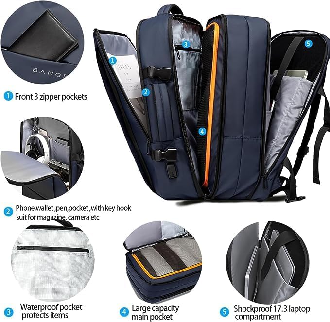 BANGE Travel Backpack,35L Carry on Backpack, Men Airline Approved Backpack, Expandable Business Laptop Daypack