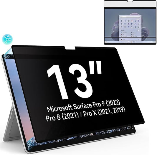 Privacy Filter Compatible with Microsoft Surface Pro 10 (2024) / 9 (2022) / 8 (2021) / X (2021, 2019), Easy On/Off 13 Inch Removable Anti Spy Glare Blue Light Privacy Screen