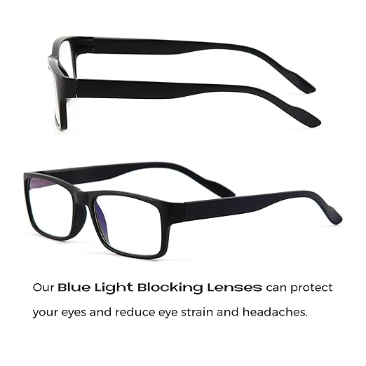 Readerest Blue Light Blocking Reading Glasses - 1.5 x Magnification Strength - Computer Eyeglasses with Thin Reflective Lens, UV Protection, Antiglare - Stylish Glasses for Men and Women - Black