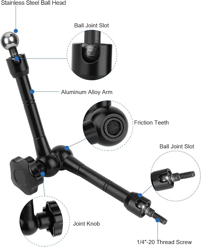 iPad Holder for Microphone Stand/Mic Music Stand,Tablet Mount Compatible with 4.7~12.9" / Nexus/LG G Pads/e-Reader/Switch/iPhone,360° Adjustable 10" Long Aluminum Alloy Arm