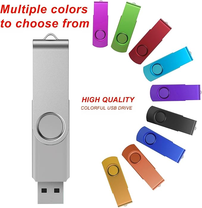 Bulk Flash Drives 2GB USB 20 Pack FEWINA USB2.0 USB Drives Pack Thumb Drive Bulk Swivel Memory Stick PenDrive for Storage and Backup Multiple Color 20PCS 2GB