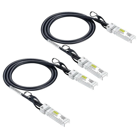 10Gtek 10G SFP+ DAC Twinax Cable, SFP+ to SFP+ Direct Attach Copper Passive for Cisco SFP-H10GB-CU0.65M, Ubiquiti UniFi, Meraki, Mikrotik, Netgear, D-Link, TP-Link and More, 0.65-Meter(2.1ft), 2-Pack