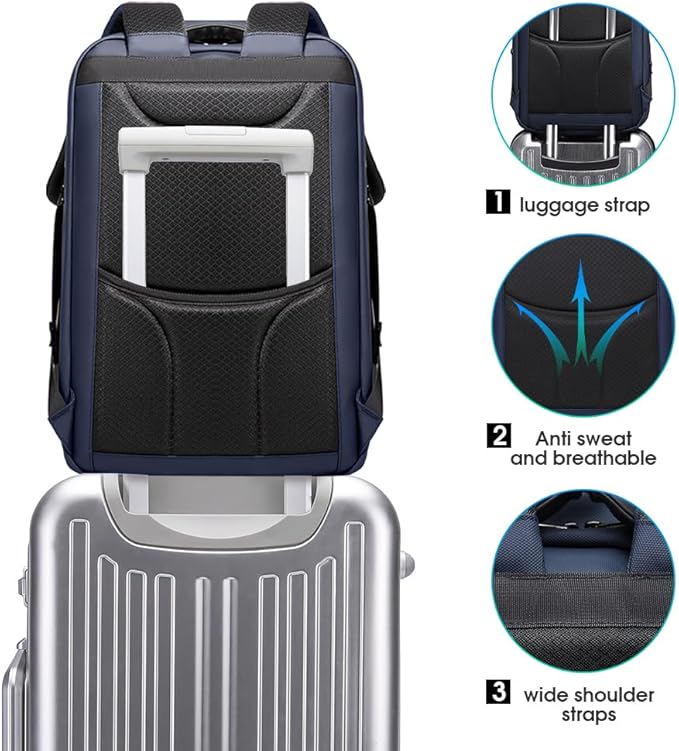 BANGE Mens Business Backpack for Work, Computer Backpacks for Laptops for 17.3 Inch, Men's Backpack with Lock Anti Theft, Backpack for Traveling with USB charging Port