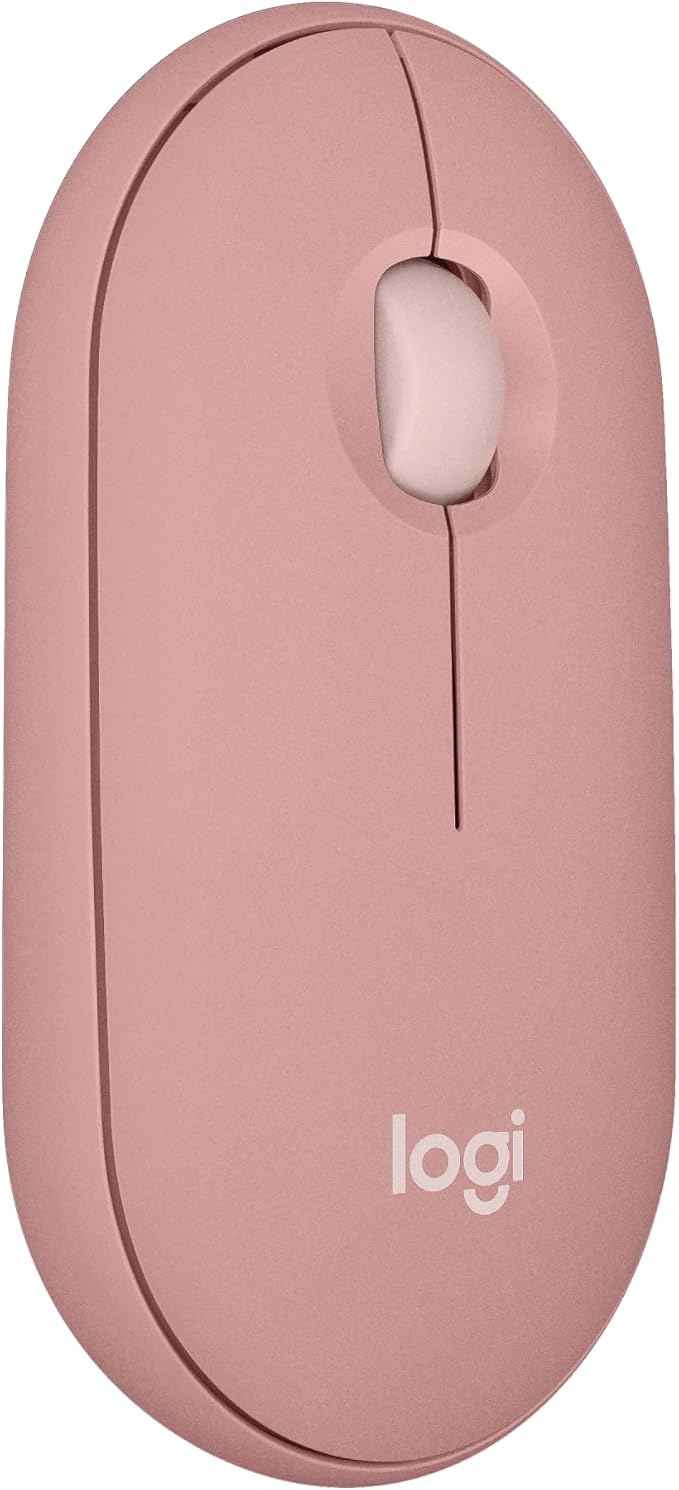 Logitech Pebble Mouse 2 M350s Slim Bluetooth Wireless Mouse, Portable, Lightweight, Customizable Button, Quiet Clicks, Easy-Switch for Windows, macOS, iPadOS, Android, Chrome OS - Tonal Rose