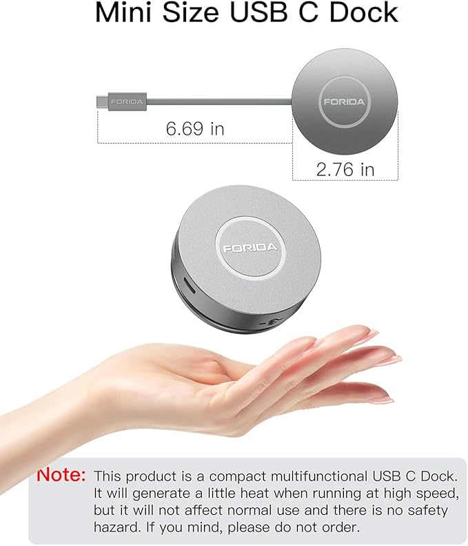 Micro USB C Docking Station Dual HDMI Monitor FORIDA USB C to USB Hub with 1 Gbps Ethernet 100W Power Delivery Micro SD Card Reader for MacBook/Dell/HP/Lenovo ThinkPad/Surface (Silver)