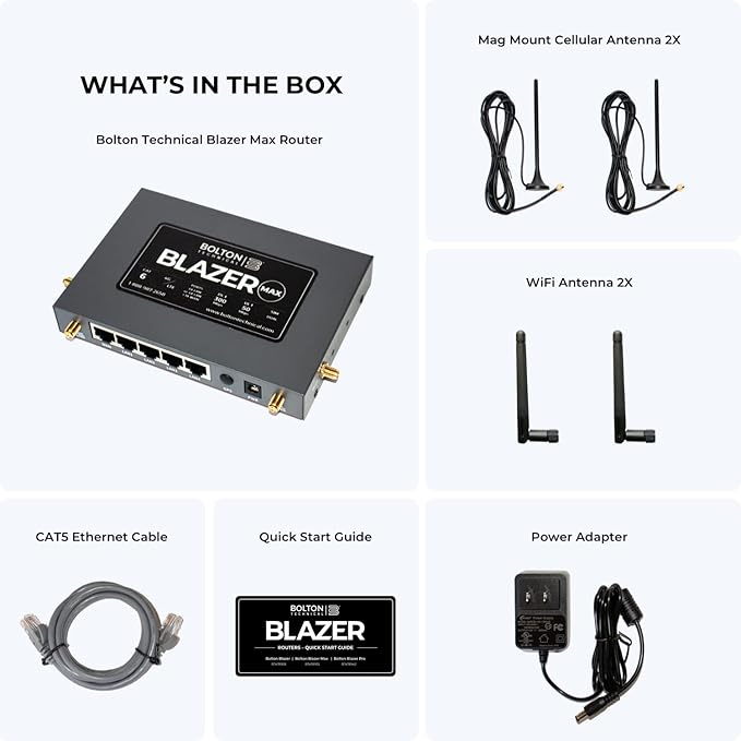 Blazer Max | 4G LTE CAT6 WiFi 6 Portable Cellular Router | Up to 1.2 Gbps speeds for Verizon, T-Mobile, AT&T