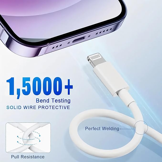 USB C Wall Charger,Dual Port 10FT iPhone Charger 20W PD+QC3.0 Power Adapter Fast Charging Block Plug with 10ft USB C to Lightning Cable for iPhone 14/14 Pro/14 Pro Max/13/12/11/Pro Max/XS/XR/X/AirPods