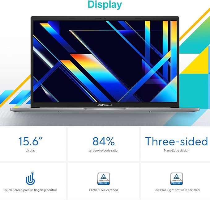 ASUS Vivobook 15 Laptop, 15.6" FHD+ Touchscreen, Intel Core 5 120U, 40GB RAM, 2TB SSD, Fingerprint, Backlit KB, HDMI, Wi-Fi 6, Windows 11 Home, Silver, Bundle with Thunderobot ML101 Wireless Mouse