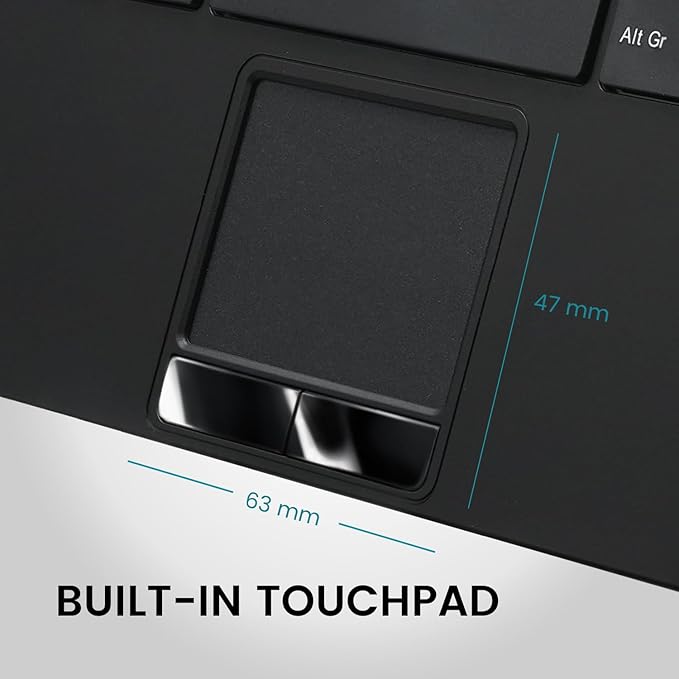 Perixx PERIBOARD-725 Wireless Keyboard with Touchpad - Multi-Device Connection with 2.4G and Bluetooth - Silent Scissor Keys - 11.18x7.17x1.1 Inches Dimension - US English