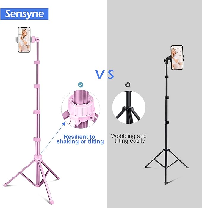 Sensyne 62" Phone Tripod & Selfie Stick, Extendable Cell Phone Tripod Stand with Wireless Remote and Phone Holder, Compatible with iPhone Android Phone, Camera
