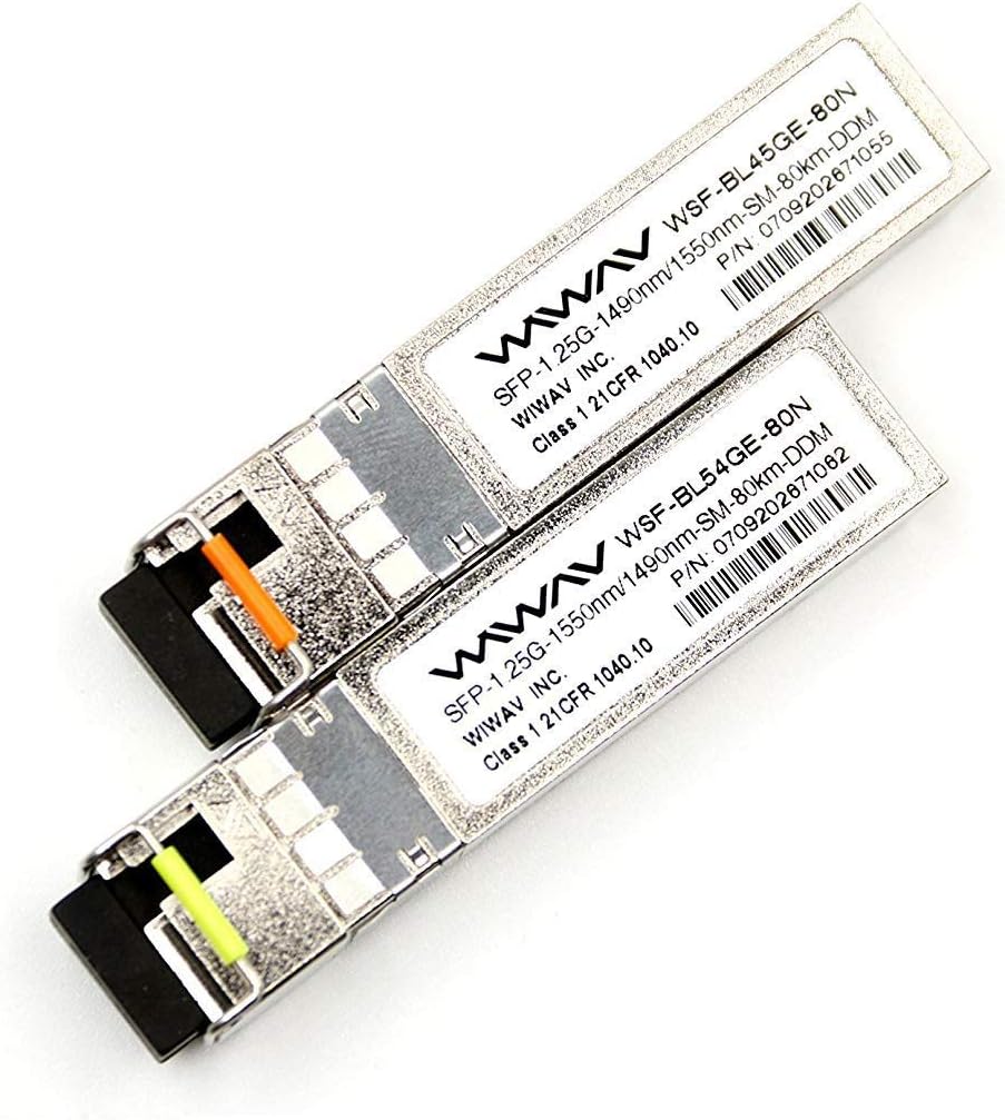 for Cisco GLC-BX-U80 and GLC-BX-D80 1.25G SFP Module BIDI WDM Transceiver 80KM Simplex LC DDM/DOM Support 1490/1550nm (1Pair)