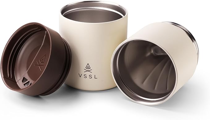Nest Pour Over Coffee Kit | Coffee Maker for Camping | All-In-One Travel Pour Over | Transportable Dripper, Two 10oz Stainless Steel Travel Mugs | Compact Storage & Adventure Ready | Cream