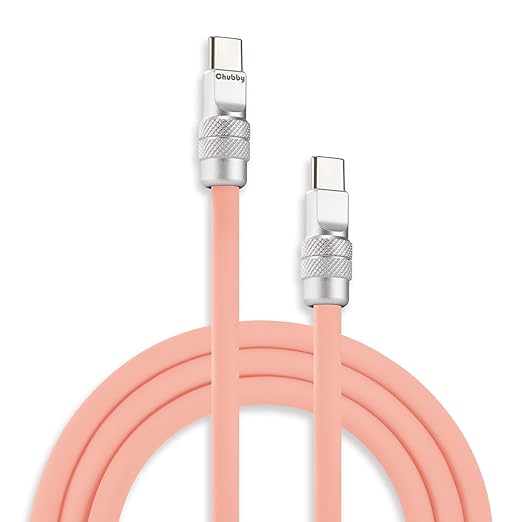 chubbycable Chubby 2.0 Fast Charging Cable Durable Soft Silicone USB C Cable 240W Extra Thick Charger Cord Compatible with iPhone 17-15 Series iPad, Pink, Type-C to Type-C, 19.6 FT