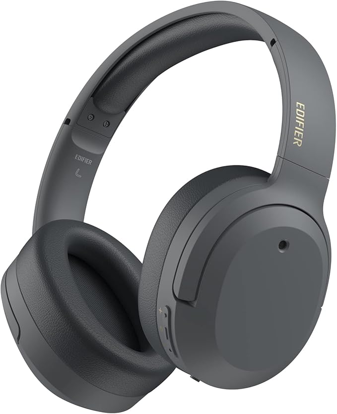 Edifier W820NB Plus Hybrid Active Noise Cancelling Headphones - LDAC Codec - Hi-Res Audio - Fast Charge - Over Ear Bluetooth V5.2 Headphones for Travel, Flight, Train, and Commute- Gray