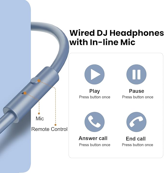 OneOdio A71 Hi-Res Studio Recording Headphones - Wired Over Ear Headphone with SharePort, Monitoring Mixing Foldable Headset with Stereo Sound, 3.5/6.35MM Jack for PC Computer DJ Guitar-Sky Blue