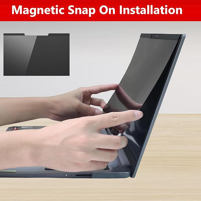 Magnetic Laptop Privacy Screen 14 inch for 16:9 Computer Monitor | Privacy Shield | Anti Glare & Blue Light Filter | UV & Eye Protection | Anti Spy | Anti-Scratch Protector Film