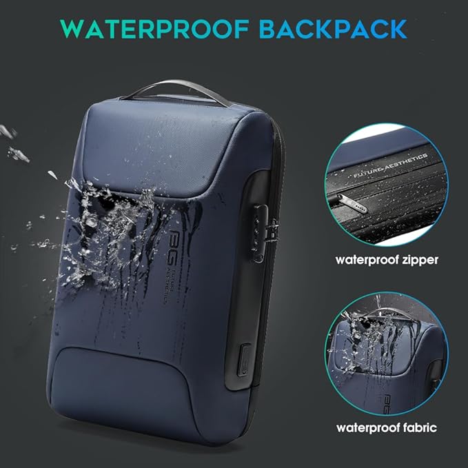 BANGE Anti Theft Backpack with Lock,Business Backpack with USB Charging Port, Office Laptop Fit for 15.6 INCH Laptop