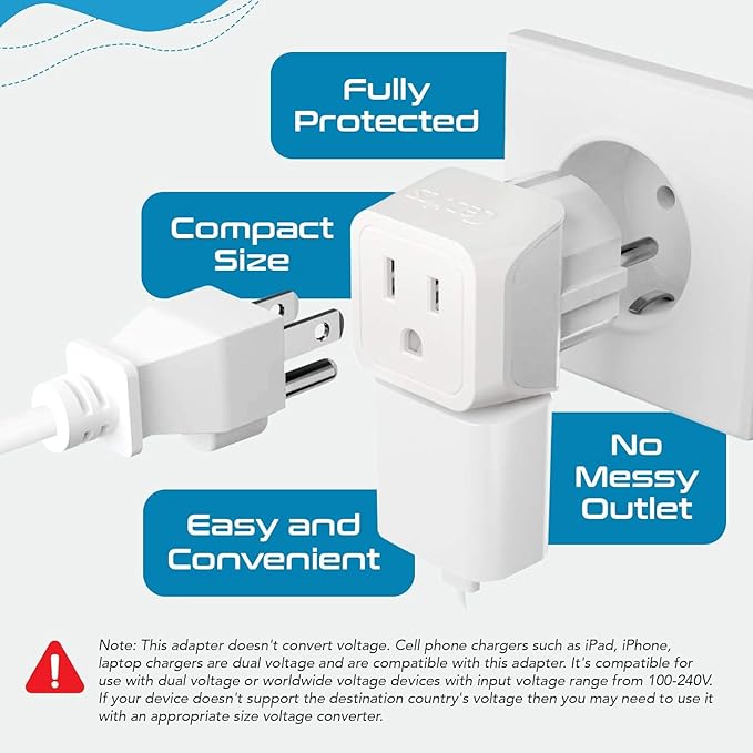 Ceptics Complete European Travel Adapter Set - 2 In 1 Usa to Europe, Germany, England, Spain, Italy, Iceland, France, (Type G, E/F, Type C) - 3 Pack, Safe Grounded Perfect for Cell Phones, Laptops